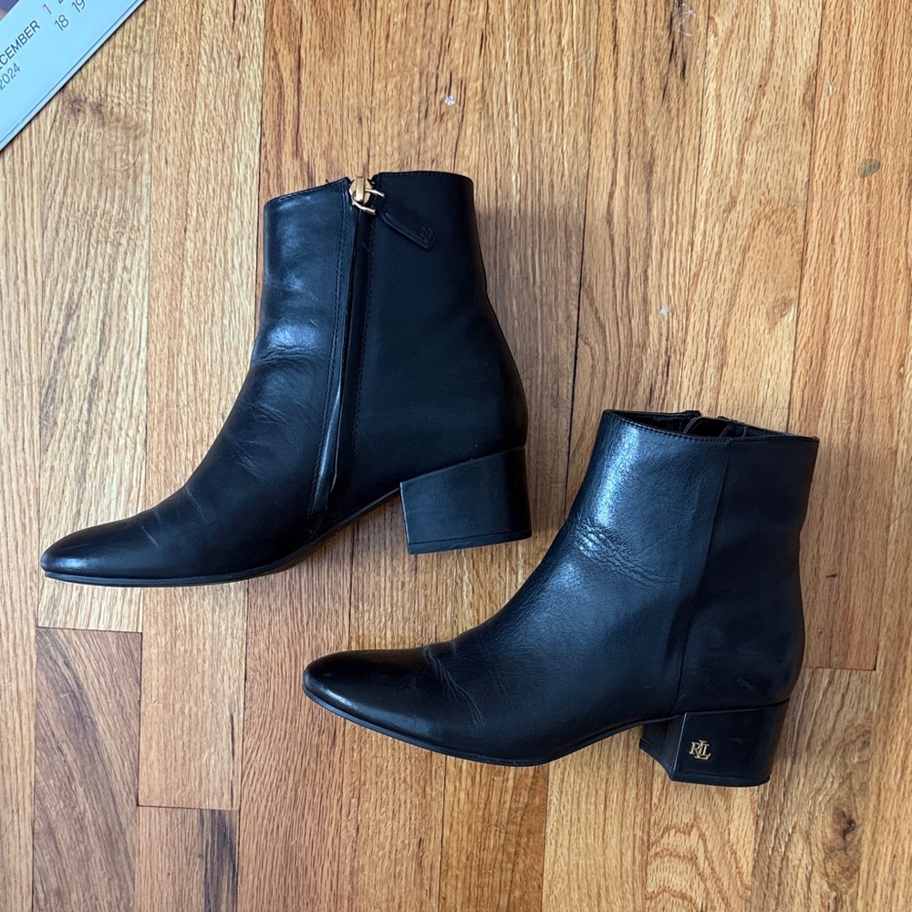 Lauren Ralph Lauren Black Leather Ankle Boots